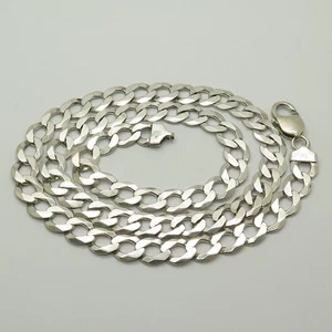 925 Italy Sterling Silver 9.5mm Wide Curb Link Chain 24” - Picture 1 of 7