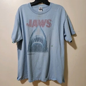 Vintage Jaws Movie Promo Tee Shirt Adult Size L Shark DISTRESSED GRUNGE TRASHED - Picture 1 of 10