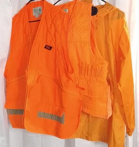Hunting Vest Lot Windbreaker 3 Pieces L XL Orange From The Estate Of A Smoker - Bild 1 von 13
