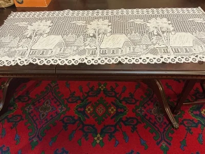 Vintage Lace Cafe Curtain - Cottage Pattern - Image 1 of 4