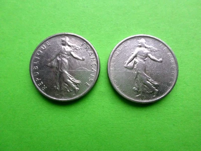 FRANÇA 1/2 FRANCOS 1965,2 VARIANTES LENDA FINA E OUSADA. - Imagem 1 de 2