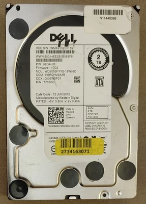 **2 HOURS**-WD2003FYYS Western Digital/DELL- 2TB 7.2K RPM 3Gb/s 3.5" SATA HD NEW - Immagine 1 di 4