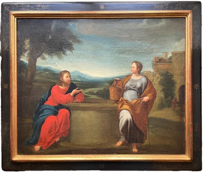 17th Century OLD MASTER - Christ and the Samaritan woman - Rare Oil Painting - Image 1 of 4