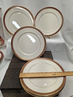  6 Platos de Cena de Laurel Rojo Borgoña y Dorado De Colección 10.25" Lamberton Marfil China Foto 1 de 4