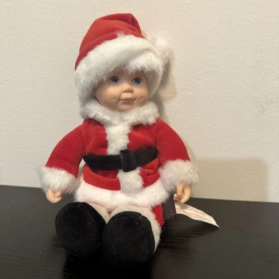 "Muñeca caucásica vintage 2000 Anne Geddes bebé Santa Claus 12"" traje rojo unimax" Foto 1 de 4