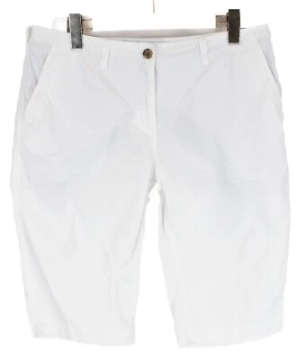 TOMMY HILFIGER Shorts Women's (UK) 12 Chino Sheer Zip Fly Pockets White Logo - Image 1 of 4