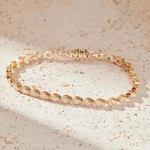 5Ct Pear Lab Created Diamond Women's Tennis Bracelet 14K Yellow Gold Plated 7.5" - Picture 1 of 12