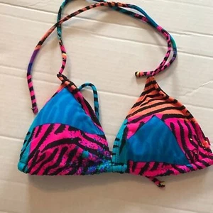 OP Size 3-5 Pink Blue Animal Print Triangle Bikini Lined Adjustable Tie - Picture 1 of 8