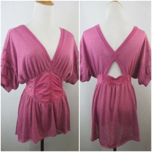 Free People Damen-Shirt Größe Small lila ausgeschnittene Taille Detail Flatterärmel - Bild 1 von 11