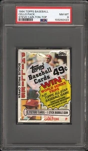 1984 Topps Baseball Cello Pack Steve Carlton On Top PSA 8 NM MT 103292423 - Picture 1 of 2