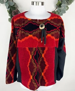 Vintage Southwestern Aztec Hand Made Sweater Jacket S M L Wool Fleece Native - Picture 1 of 18