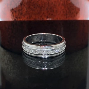 0.50 CT 925 Sterling Silver Princess Cut Diamond Mens Ring - Picture 1 of 4