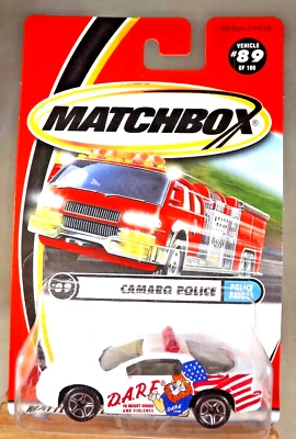 2000 Matchbox #89/100 Police Patrol-D.A.R.E. CAMARO POLICE White w/Split 5 Spoke - Image 1 of 4