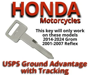 Honda Motorcycle Keys Grom Reflex Replacement Key Cut to Code 23232311-31233221 - Picture 1 of 2