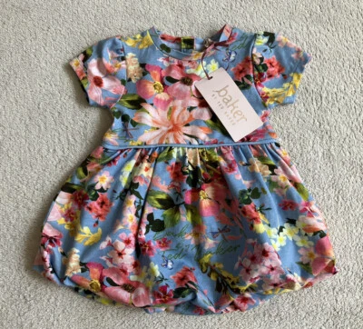 Ted Baker Baby Girl Blue Pink  Floral Dress Party Holiday Summer 0-3 Months - Image 1 of 4