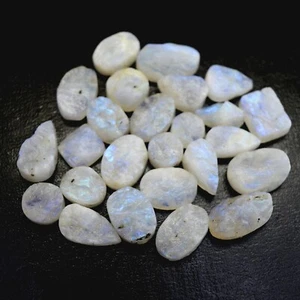 25 Pc 243 Ct Natural Rainbow Moonstone Druzy Gemstone Lot 20x12-10x10mm #R-13405 - Picture 1 of 7