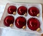 Vintage Candy Apple red Christmas Round Glass Oranaments 6 pc set