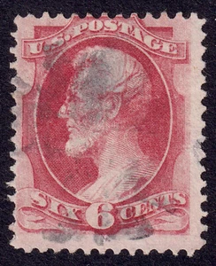 US Scott 148, 1870 Lincoln, 6c carmine, FINE USED - Picture 1 of 1