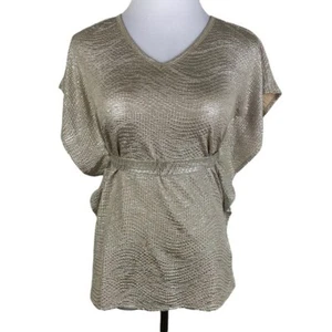 Loved by Heidi Klum Ruffle Sleeve Tie Back Blouse Women's XS Gold - Picture 1 of 8