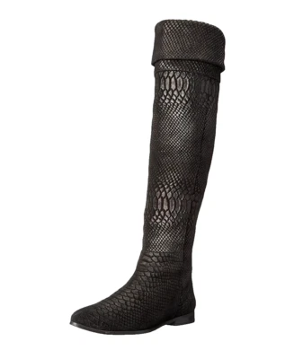 Botas Seychelles Anthropologie Negro Victory Croc Sobre la Rodilla Cuero talla 6 Foto 1 de 4