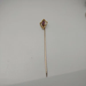 Art Deco Purple Paste And 10k Lapel Pin. - Picture 1 of 3