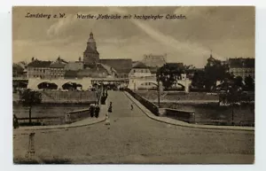 AK Landsberg an der Warthe Notbrücke m. hochgelegter Ostbahn Gorzów Wielkopolski - Bild 1 von 2