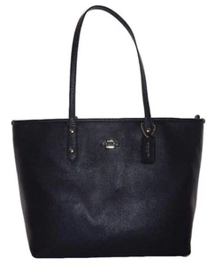 Coach 37155M City Zip Tote -Shoulder Pebble Leather Navy Silver Size Large tote - Picture 1 of 11