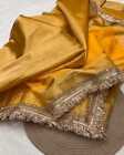 Banarasi Glass Tissue Silk Saree Zari Weaving Work handwork Lace Running Blouse