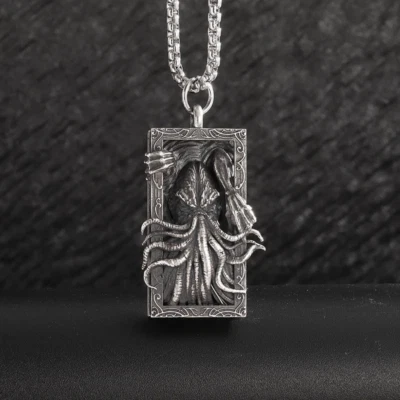 Kraken Gateway Halskette Schmuck Gothic Vintage silber Wikinger Oktopus Anhänger - Bild 1 von 4