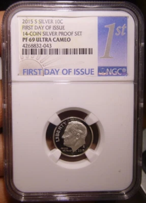2015-S SILVER ROOSEVELT DIME "FDOI" NGC PF69 ULTRA CAMEO - Image 1 of 4
