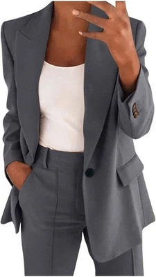 2 Piece Outfit Dressy Work Pants Suits, Blazer Jacket & Straight-Leg Pants 3XL - Image 1 of 4