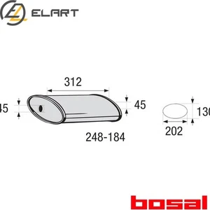 MIDDLE SILENCER UNIVERSAL 248-184 - Picture 1 of 8
