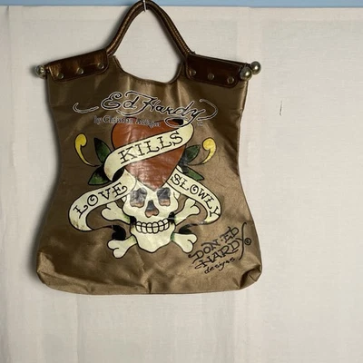 Ed Hardy By Christian Audigier Love Kills Slowly Bag Halloween ! Large - Image 1 of 4