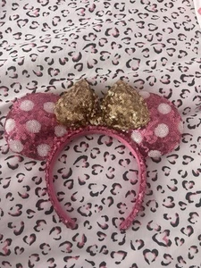 Official Disney World Minnie Ears Headband Pink And Gold - Picture 1 of 1
