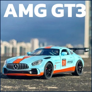 1:32 Benz AMG GT3 GULF Supercar Diecast Car Model Sound Light Kids Birthday Toy - Picture 1 of 27