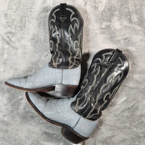 Dan Post Boots Men's Size 8D Gray Elephant Print Leather Cowboy 327R - Picture 1 of 8