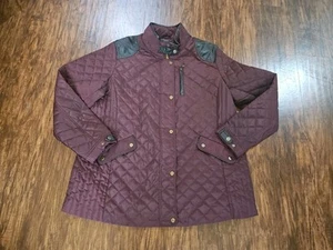 Ralph Lauren Sport Quilted Leather Trim Jacket Equestrian Preppy Purple 1X - Picture 1 of 10