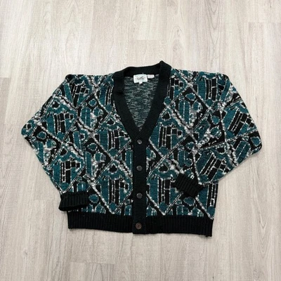 Suéteres cárdigan vintage American Crusaders para hombre grandes tejidos geométricos años 90  Foto 1 de 4