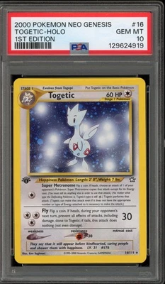 Pokemon Togetic Neo Genesis 1st Edition Holo Rare #16 PSA 10 Gem Mint - Image 1 of 2