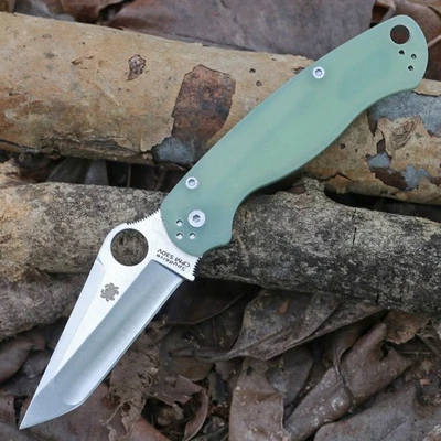 Clear G10 Tanto Silver Blade One Hand Open Pocket Folding Knife Para Military - Image 1 of 4