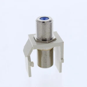 Leviton Almond Quickport F-Type Coax Cable Connector Jack 40731-BA BLUE CENTER - Picture 1 of 5