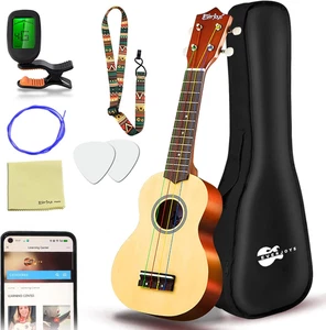 Ukulele Soprano Confezione Principianti - 21 Pollici Con Corda Arcobaleno Lezione Online Gratis Gig Ba - Foto 1 di 12