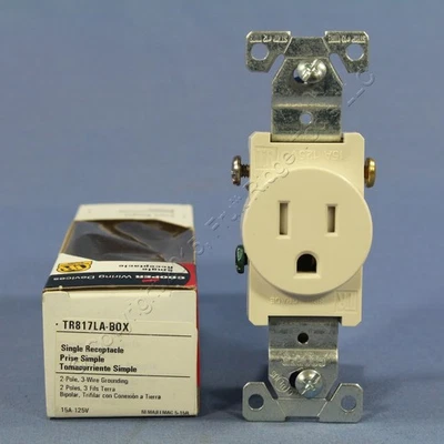 Cooper Lt Almond TAMPER RESISTANT Commercial Single Receptacle 5-15R 15A TR817LA - Image 1 of 4