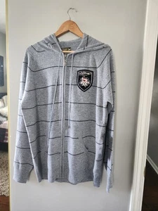ED HARDY x Christian Audigier Mens 2XL Sweater Hoodie Zip Up Striped Embroidered - Picture 1 of 4