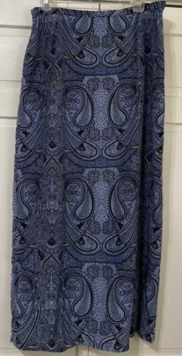 Vintage Casual Corner Annex 100% Silk Blue Paisley Midi Skirt  Women's Size 12 - Image 1 of 4