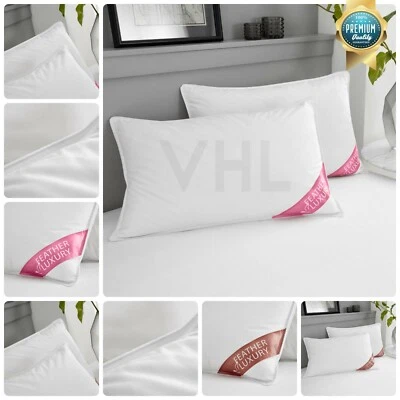 PACK OF 2 Duck Feather & Goose Feather Pillow Extra Filling Firm Support Pillows
