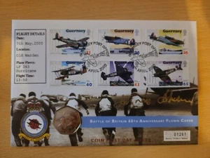 2000 BATTLE OF BRITAIN 60TH ANNIVERSARY FLOWN COVER GUERNSEY 50 PENCE COIN FDC - Picture 1 of 1
