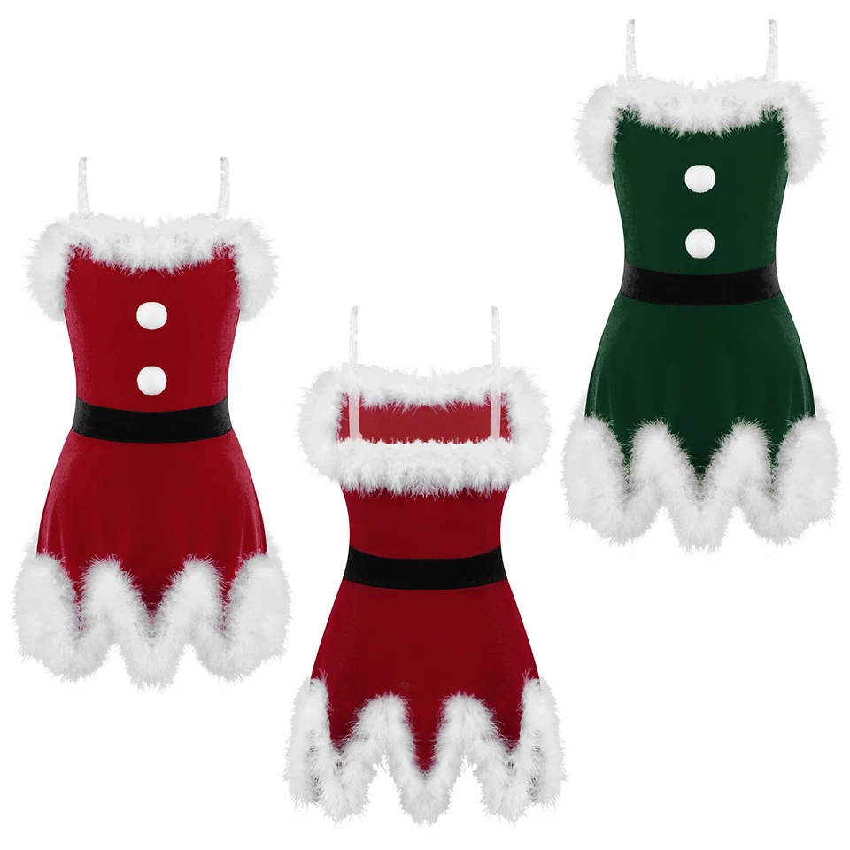 Girls Christmas Santa Claus Dress Kids Xmas Cosplay Outfit Princess Tutu Skirt - Image 1 of 1