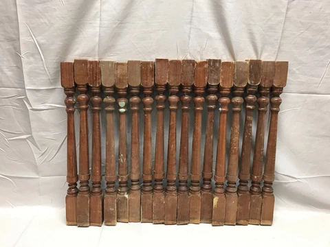 Vintage Lot 17 Turned Wood 2x19 Pine Spindles Staircase Old 652-23B Cover