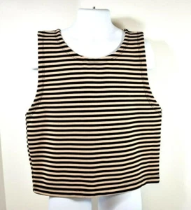 Girl's Love Tan & Black Sleeveless Striped Shirt Size M NWOT - Picture 1 of 7